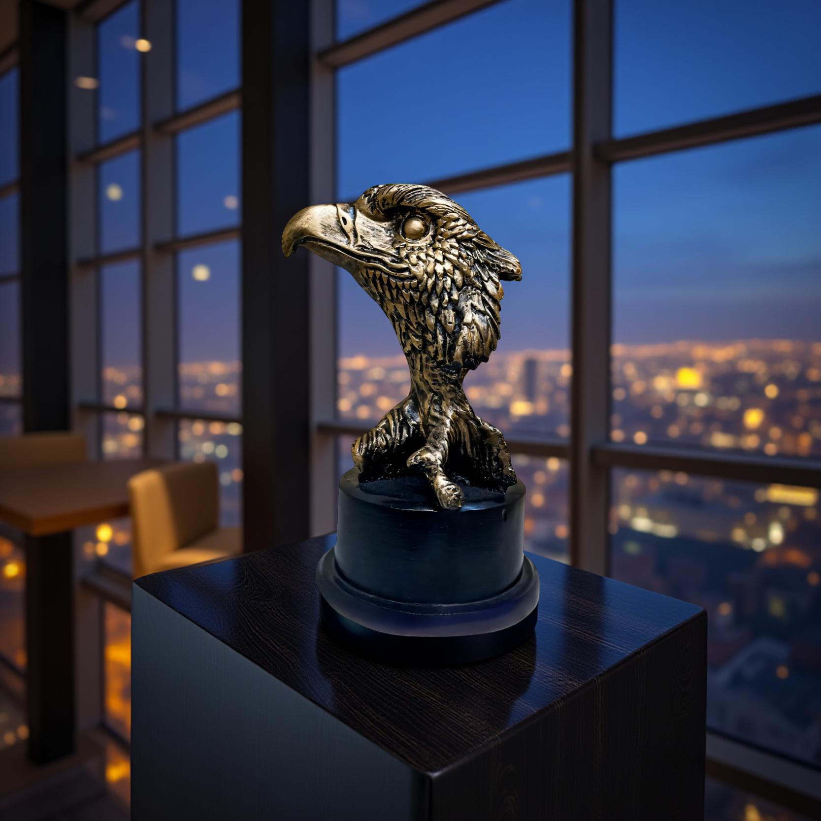 Imperial Gaze – Golden Eagle Head Sculpture
