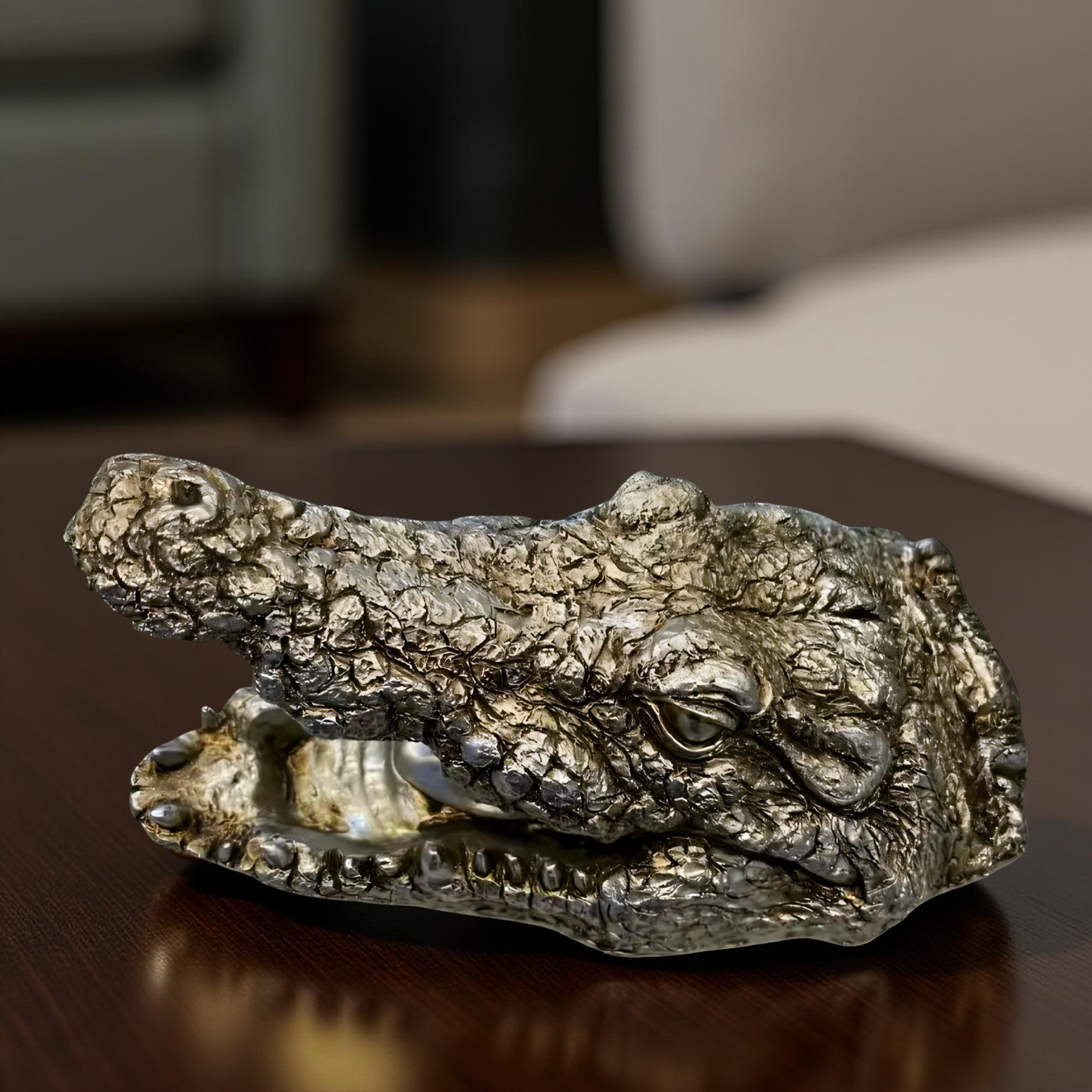 Green Croc Bite – Luxury Alligator Head Sculpture