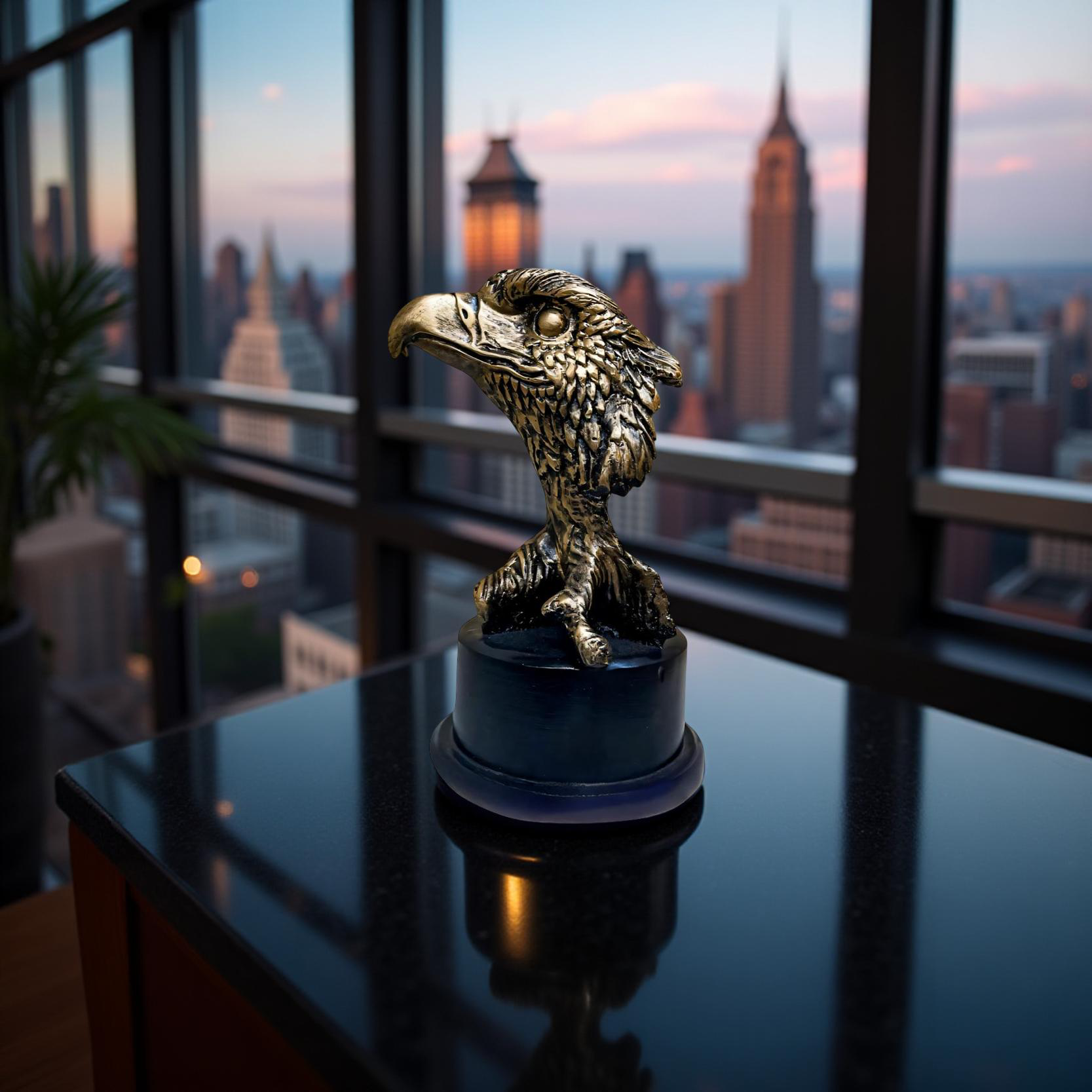 Imperial Gaze – Golden Eagle Head Sculpture