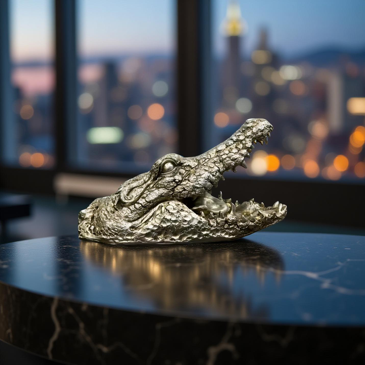 Green Croc Bite – Luxury Alligator Head Sculpture