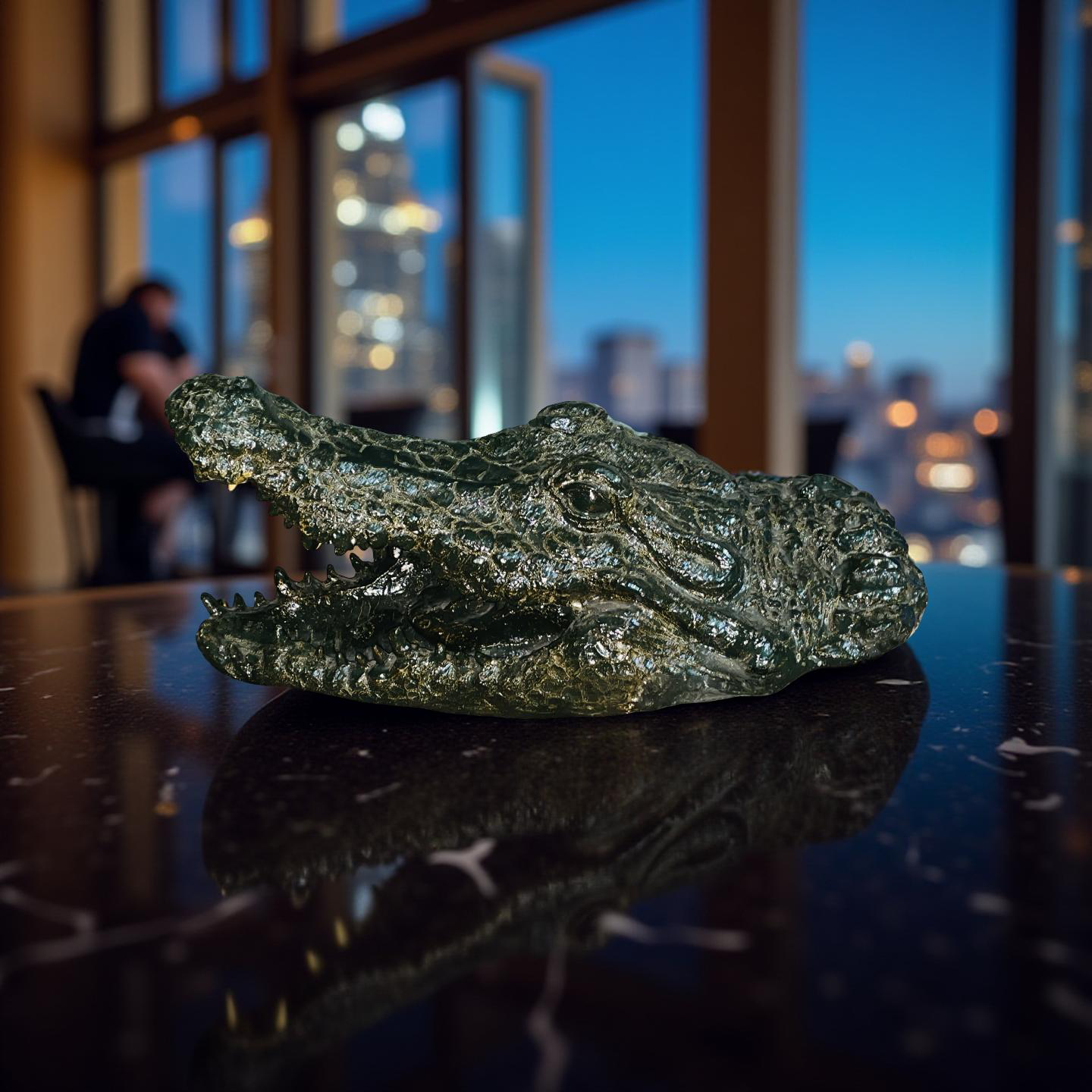 Green Croc Bite – Luxury Alligator Head Sculpture