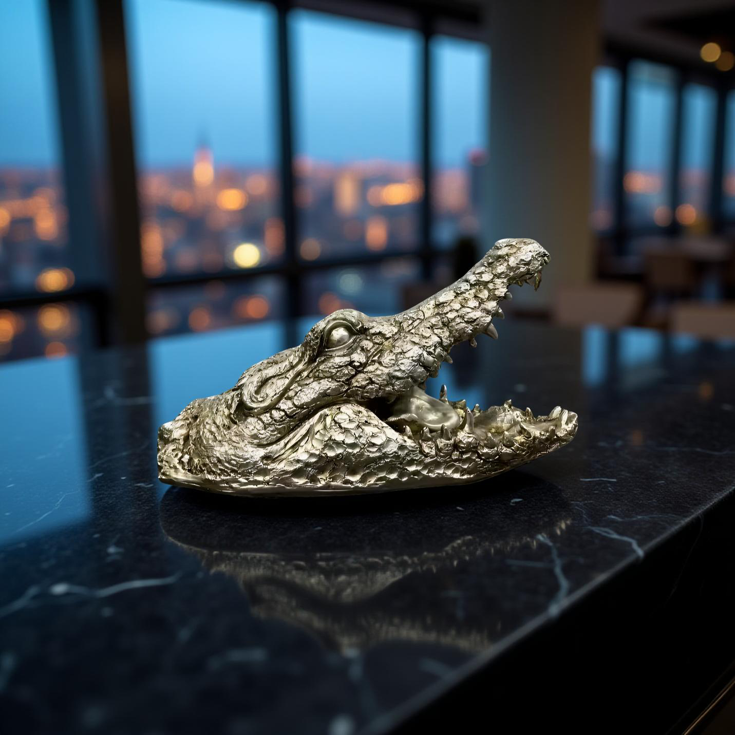 Green Croc Bite – Luxury Alligator Head Sculpture