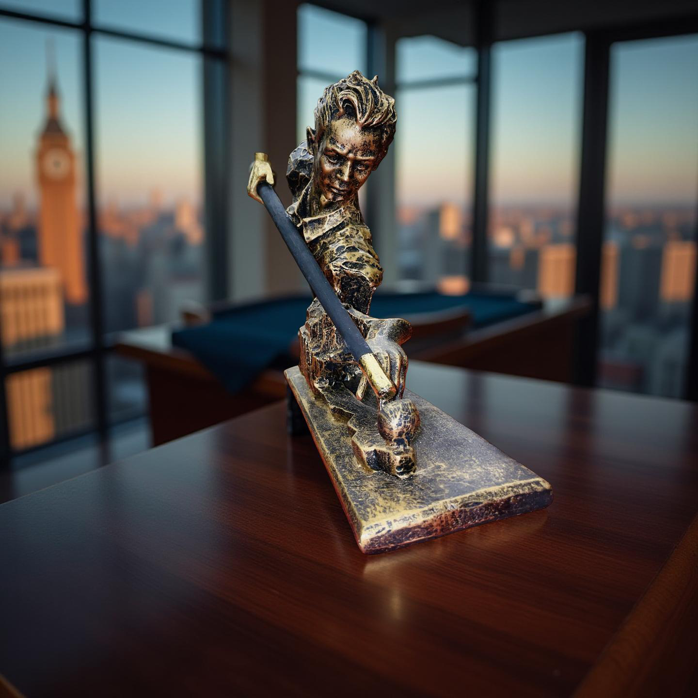 Precision Shot – Abstract Snooker Player Sculpture