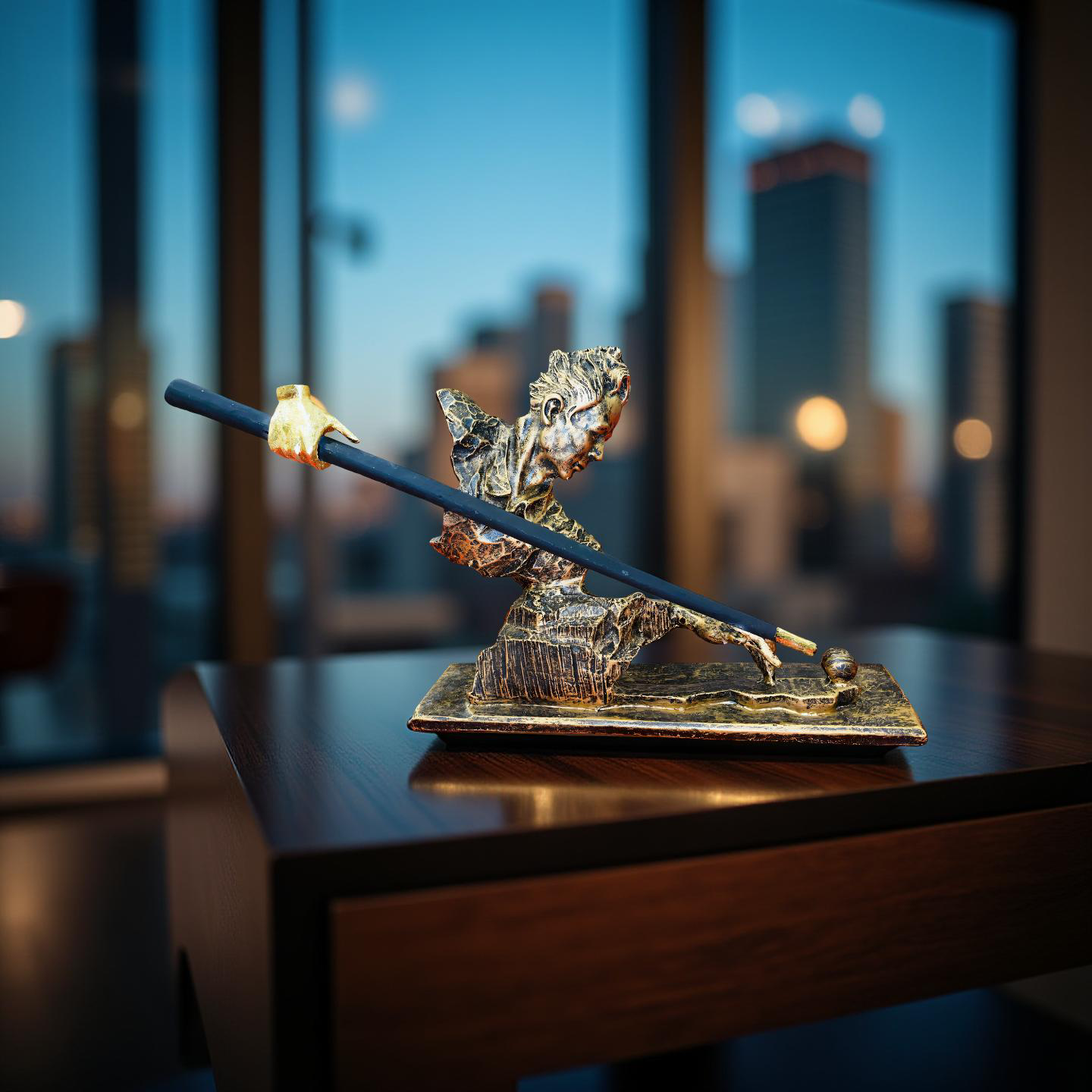 Precision Shot – Abstract Snooker Player Sculpture