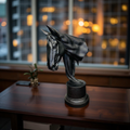 Noir Grace – Black Stallion Head Sculpture