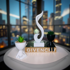 Abstract Resin Swirl Sculpture with Mini Planters