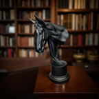 Noir Grace – Black Stallion Head Sculpture