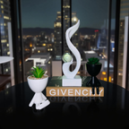 Abstract Resin Swirl Sculpture with Mini Planters