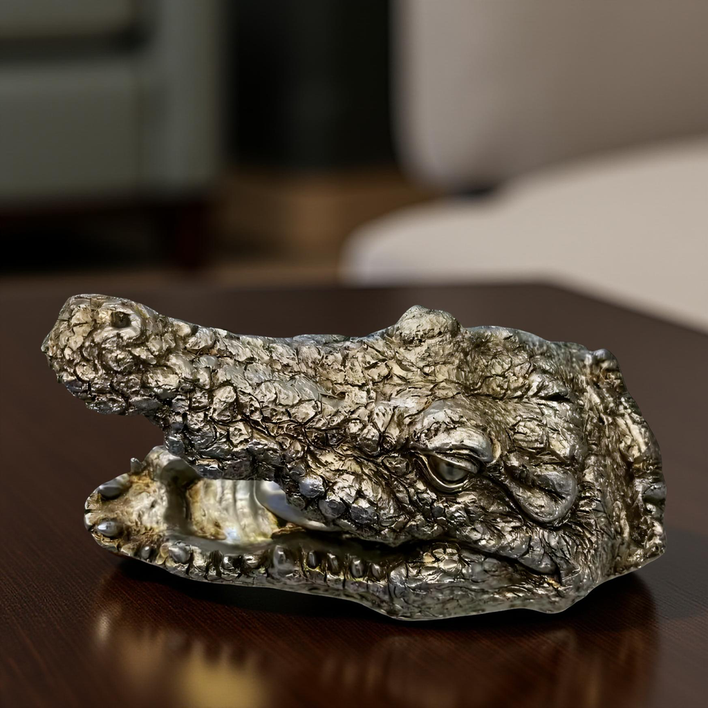 Green Croc Bite – Luxury Alligator Head Sculpture
