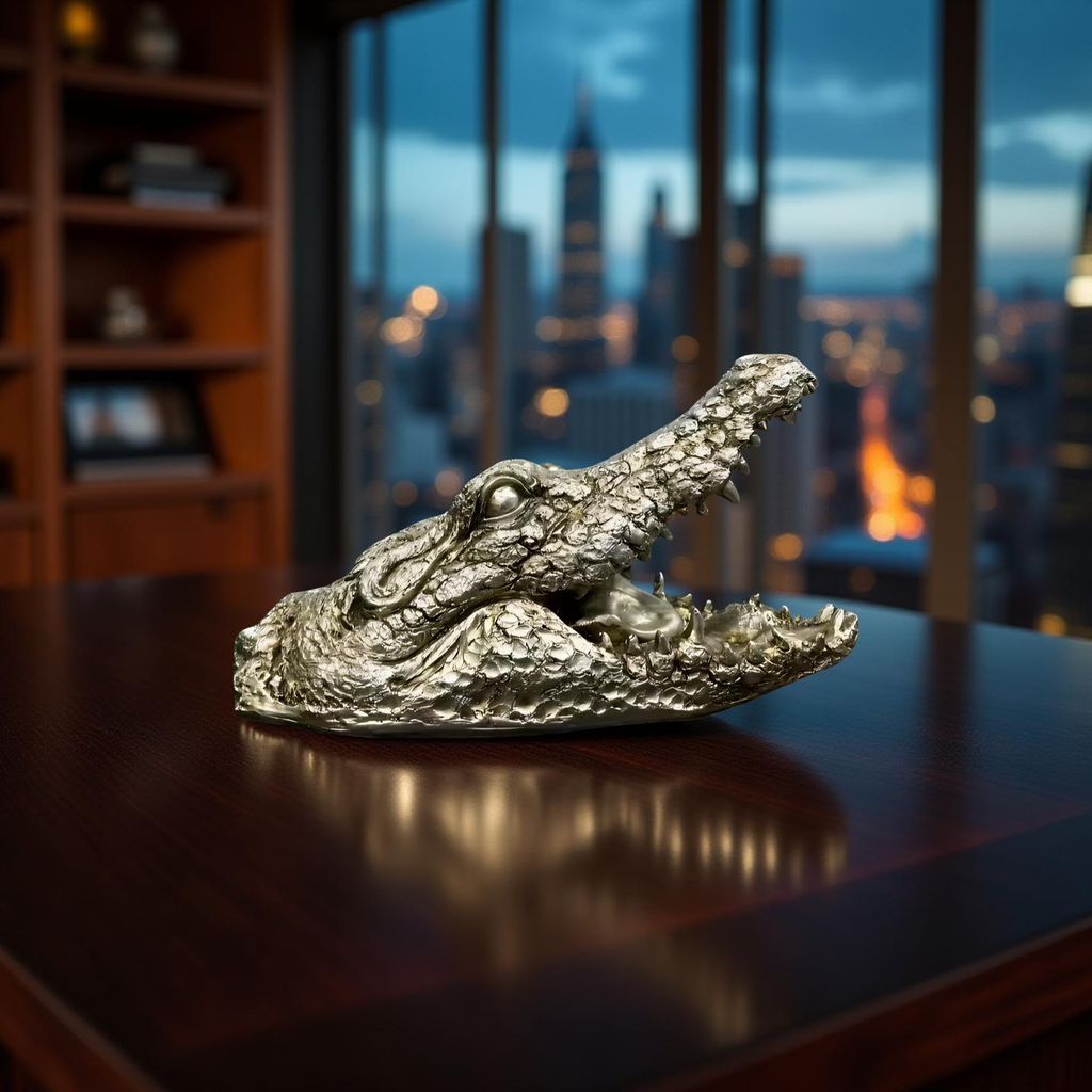Green Croc Bite – Luxury Alligator Head Sculpture
