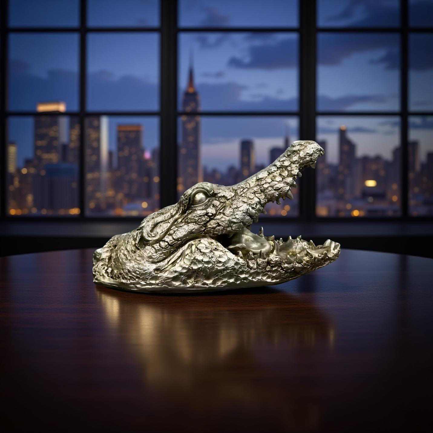 Green Croc Bite – Luxury Alligator Head Sculpture