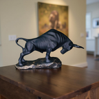 Obsidian Bull – The Bold Charge Sculpture