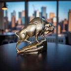 Majestic Silver Bull Sculpture