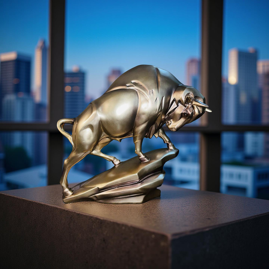 Majestic Silver Bull Sculpture