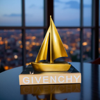 Golden Sailboat Sculpture