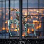 Royal Blue Elegance – Deer Couple Decor Set