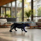 Black Prowler – Panther Base Glass Coffee Table