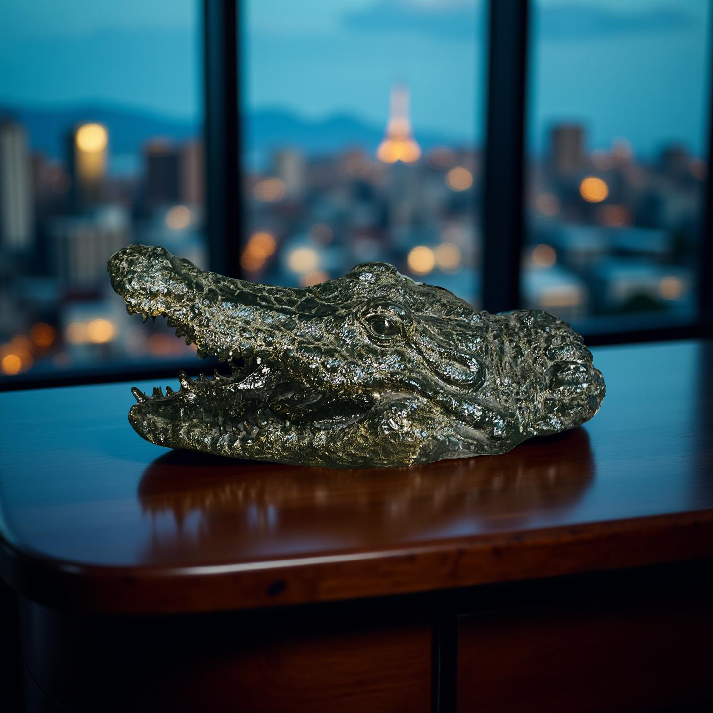 Green Croc Bite – Luxury Alligator Head Sculpture