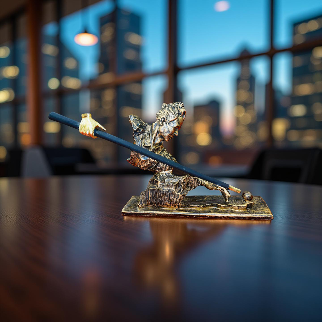 Precision Shot – Abstract Snooker Player Sculpture