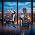 Majestic Deer Duo with Crystal Orbs