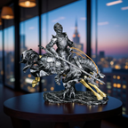 Valiant Charge – Armored Knight on Horse Statue