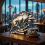 Majestic Silver Bull Sculpture