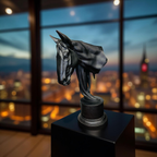 Noir Grace – Black Stallion Head Sculpture