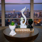 Abstract Resin Swirl Sculpture with Mini Planters