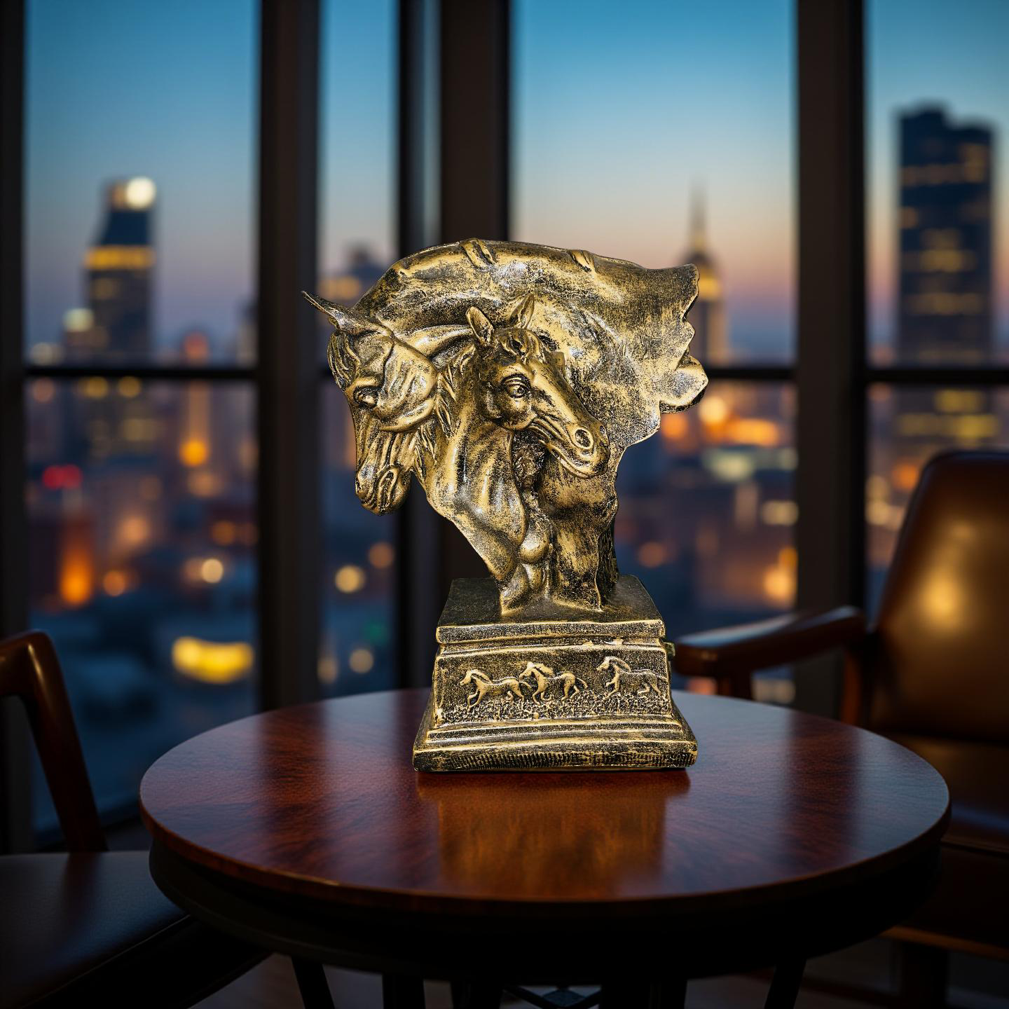 Golden Bond – Twin Stallions Elegance Sculpture