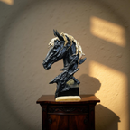 Midnight Stallion – Black & Gold Horse Bust