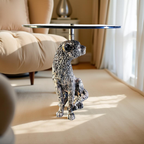 Silver Sentinel – Leopard Base Accent Table
