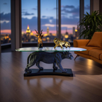 Black Prowler – Panther Base Glass Coffee Table