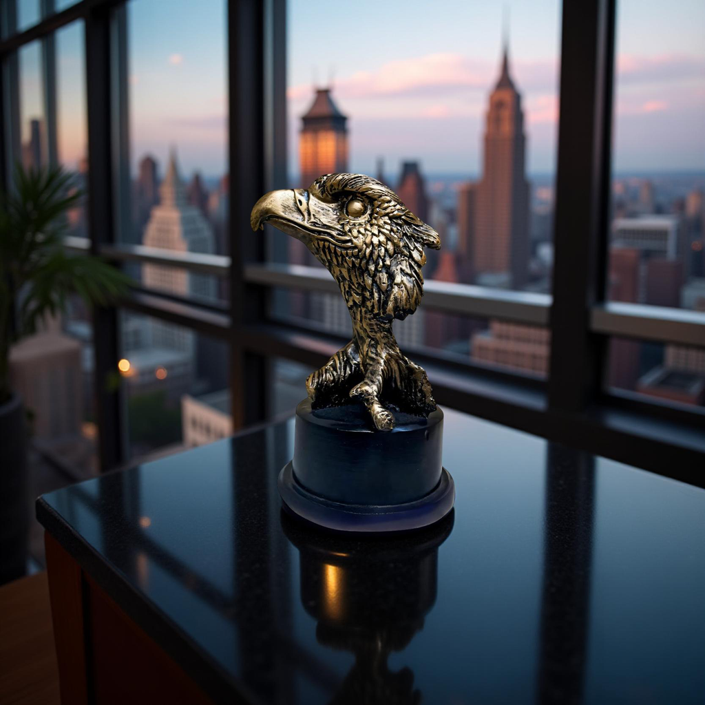 Imperial Gaze – Golden Eagle Head Sculpture