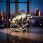 Majestic Silver Bull Sculpture