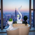 Abstract Resin Swirl Sculpture with Mini Planters