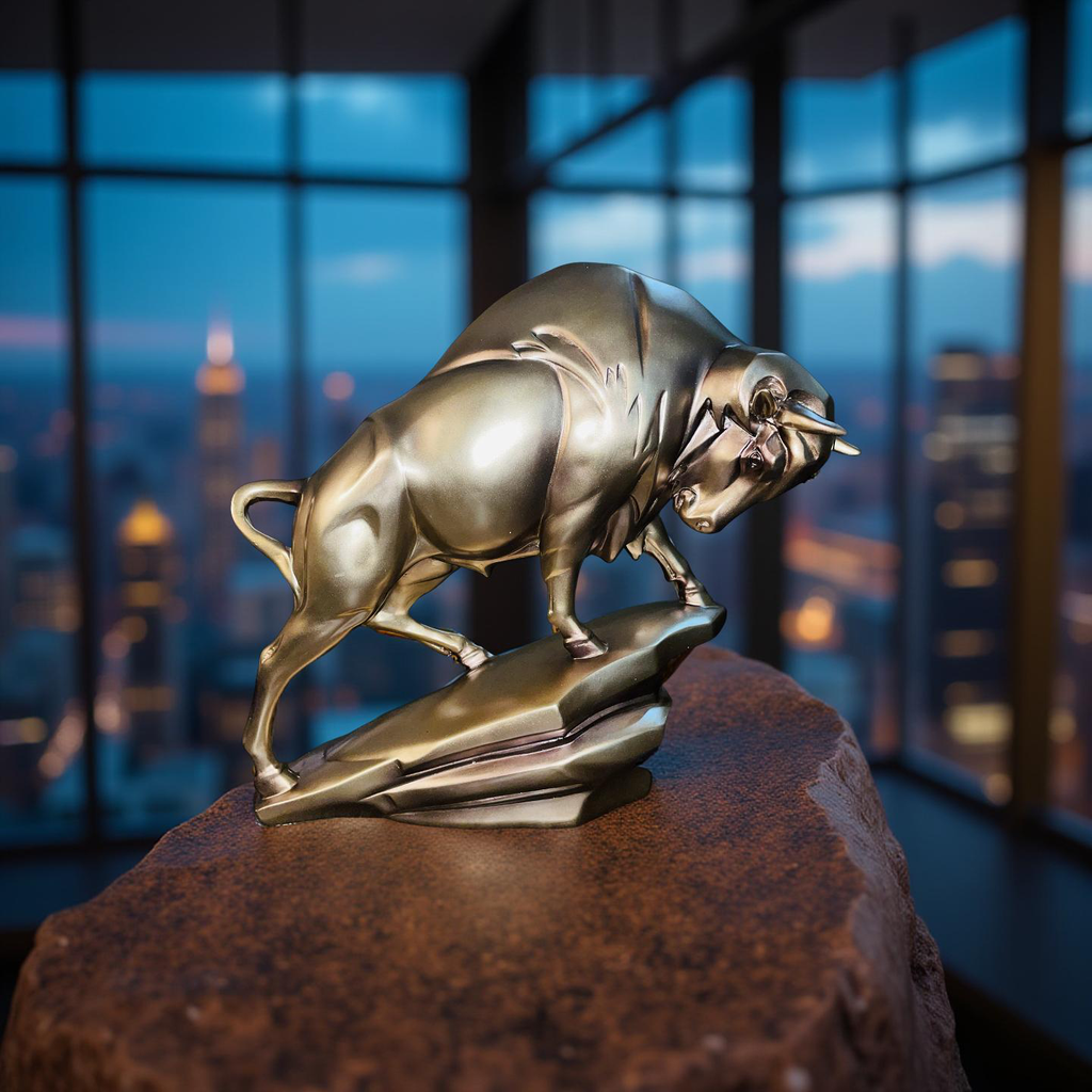 Majestic Silver Bull Sculpture