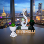 Abstract Resin Swirl Sculpture with Mini Planters