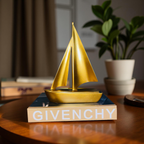 Golden Sailboat Sculpture