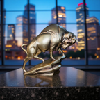 Majestic Silver Bull Sculpture