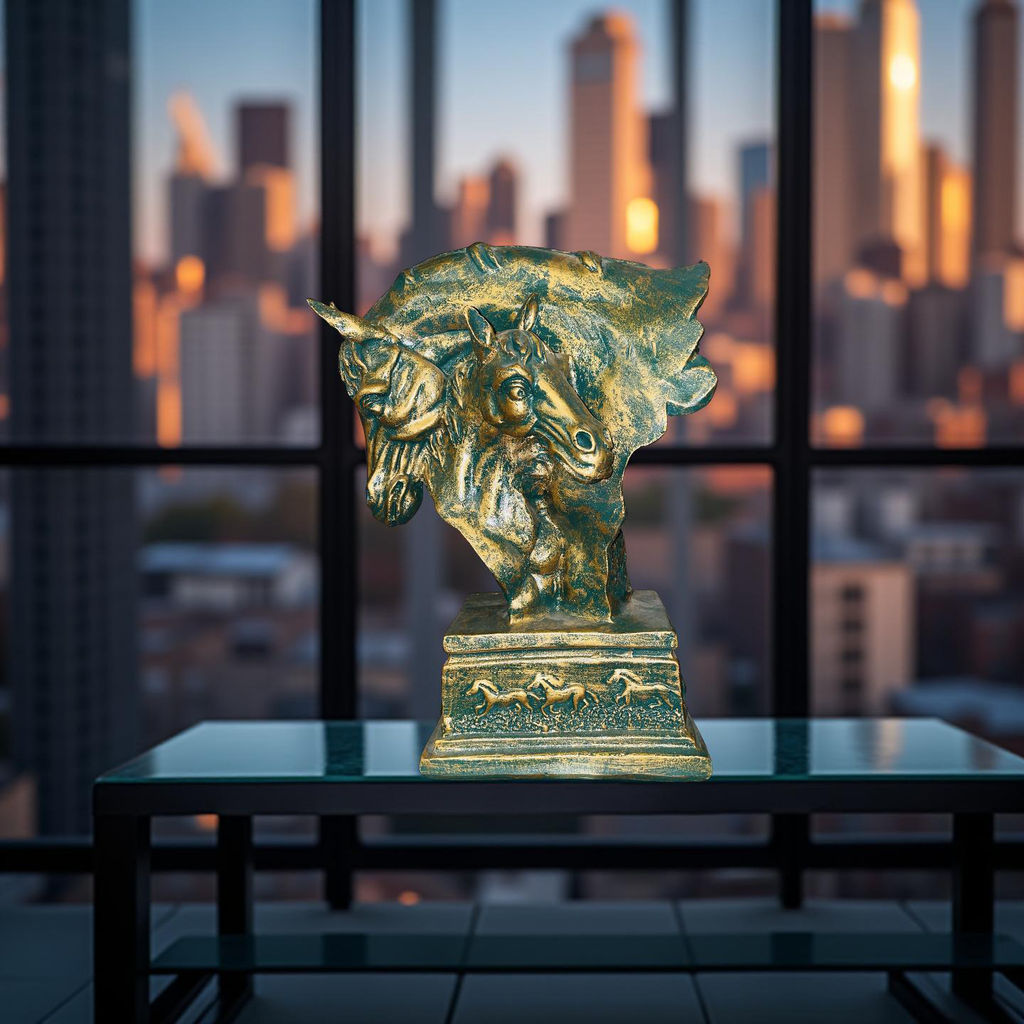 Golden Bond – Twin Stallions Elegance Sculpture
