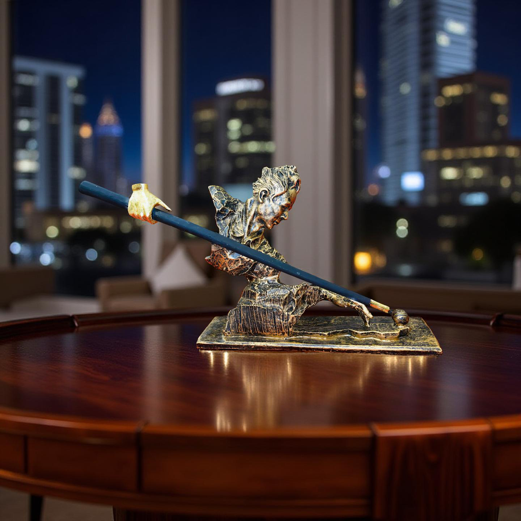 Precision Shot – Abstract Snooker Player Sculpture