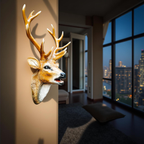 Golden Stag – Wall-Mounted Deer Head Sculpture