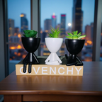 Miniature Sitting Planter Trio – Resin Decor Set