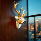 Golden Stag – Wall-Mounted Deer Head Sculpture