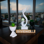 Abstract Resin Swirl Sculpture with Mini Planters