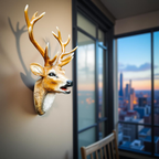 Golden Stag – Wall-Mounted Deer Head Sculpture