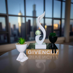 Abstract Resin Swirl Sculpture with Mini Planters