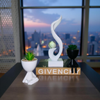 Abstract Resin Swirl Sculpture with Mini Planters