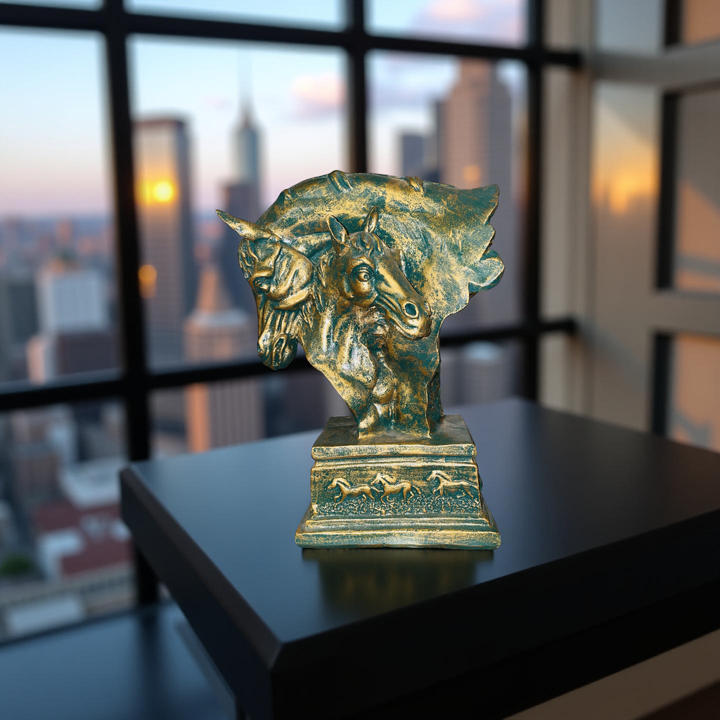 Golden Bond – Twin Stallions Elegance Sculpture