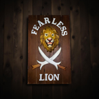 Fearless Lion Wall Plaque with Swords